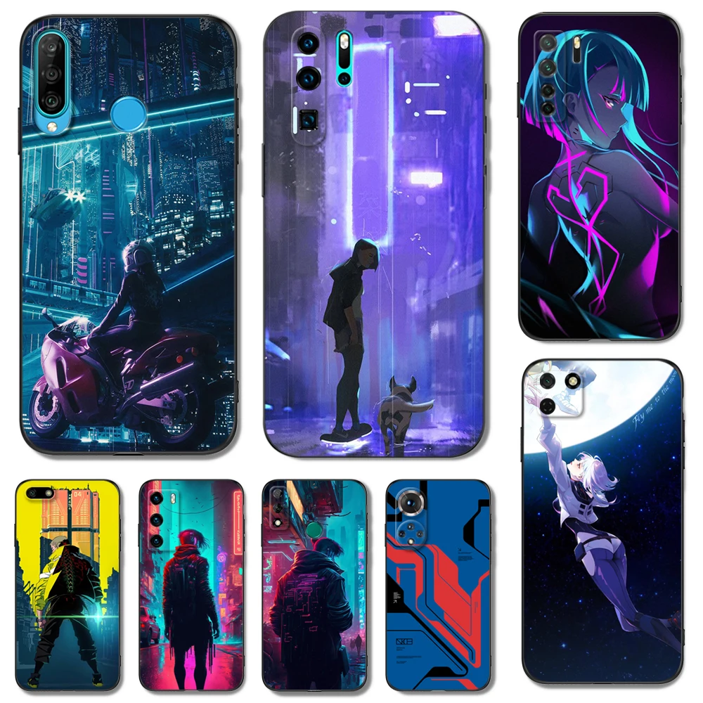 

Black tpu Case For Huawei Y9S Y6S Y8S Y5P Y7P Y8P y7 Y5 lite Prime 2018 Y6 2019 Cover High tech anime