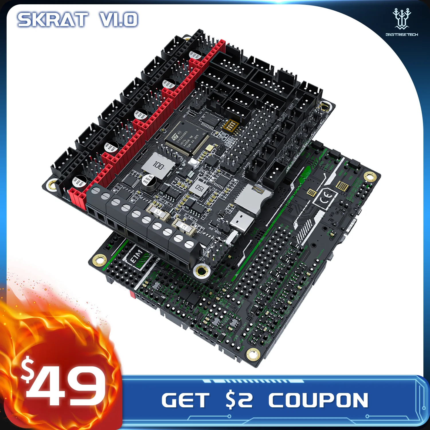 Материнская плата BIGTREETECH SKRat V1.0 32 бит, плата Raspberry Pi, Бортовая CAN-шина для 3D-принтера PI4B CB1 TFT35 E3 V3.0 V-Minion V-Core