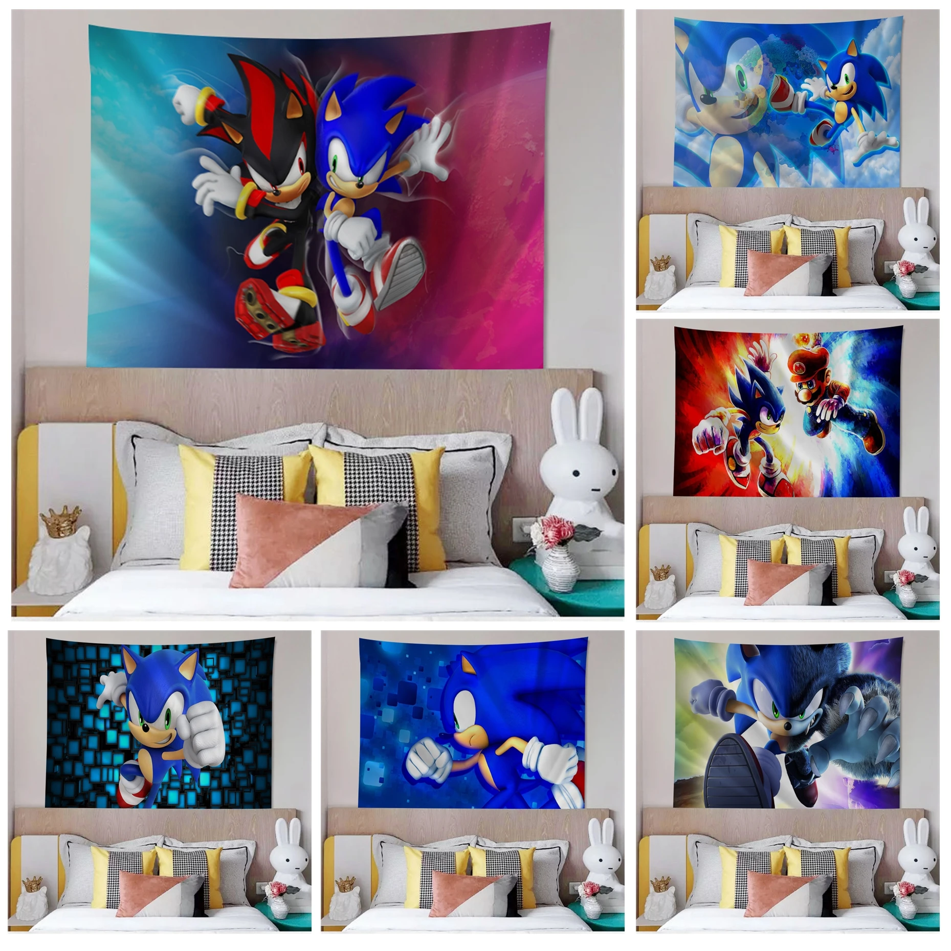 

BANDAI Sonic The Hedgehog Chart Tapestry For Living Room Home Dorm Decor Art Home Decor