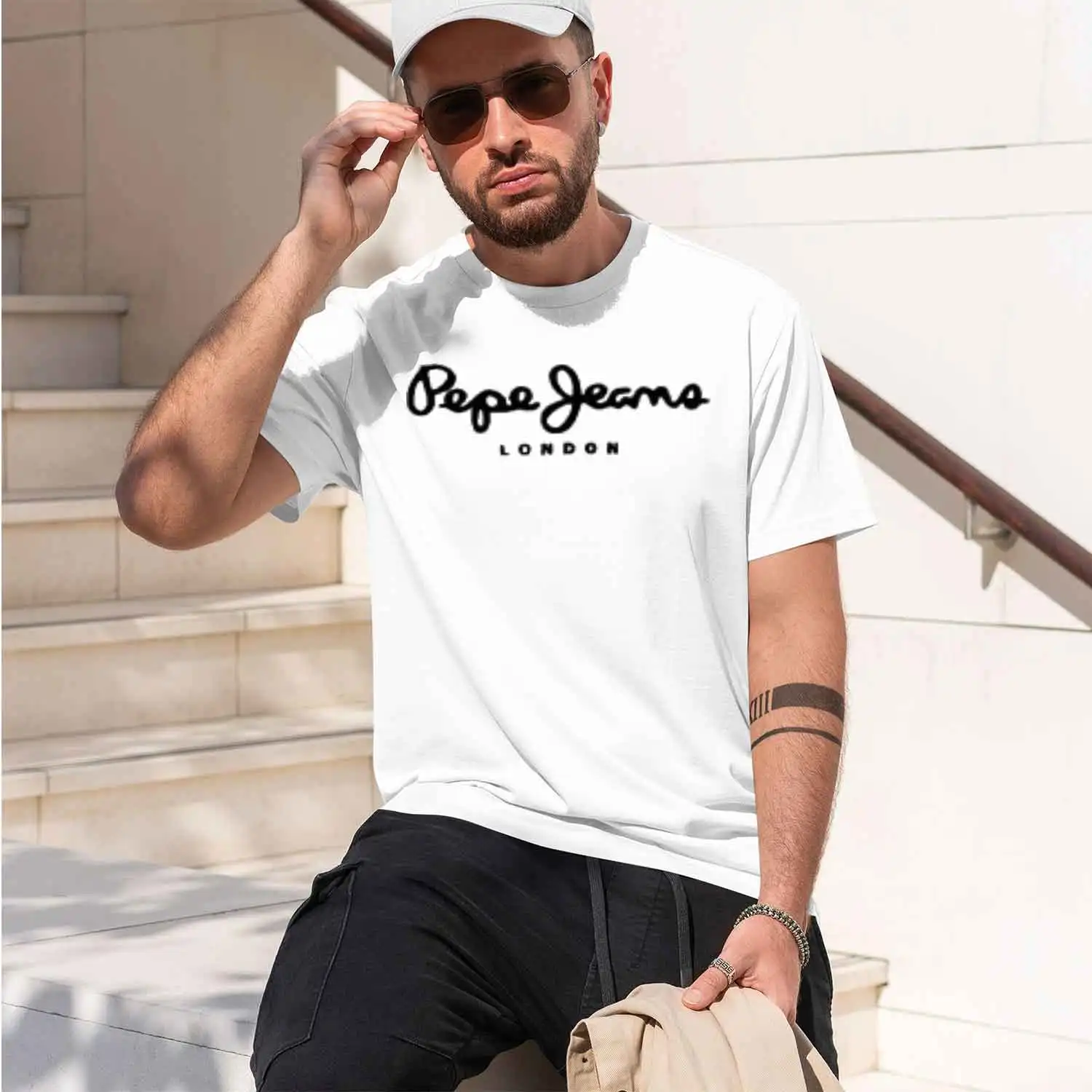 Фото Новая модель 2026 года, новейшая футболка с логотипом Pepe-Jeans-Lonn, летние мужские/женские футболки с короткими рукавами, топы унисекс №2