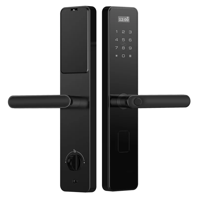 

2021 gate hotel glass mortise electric digital gem black fingerprint smart door lock