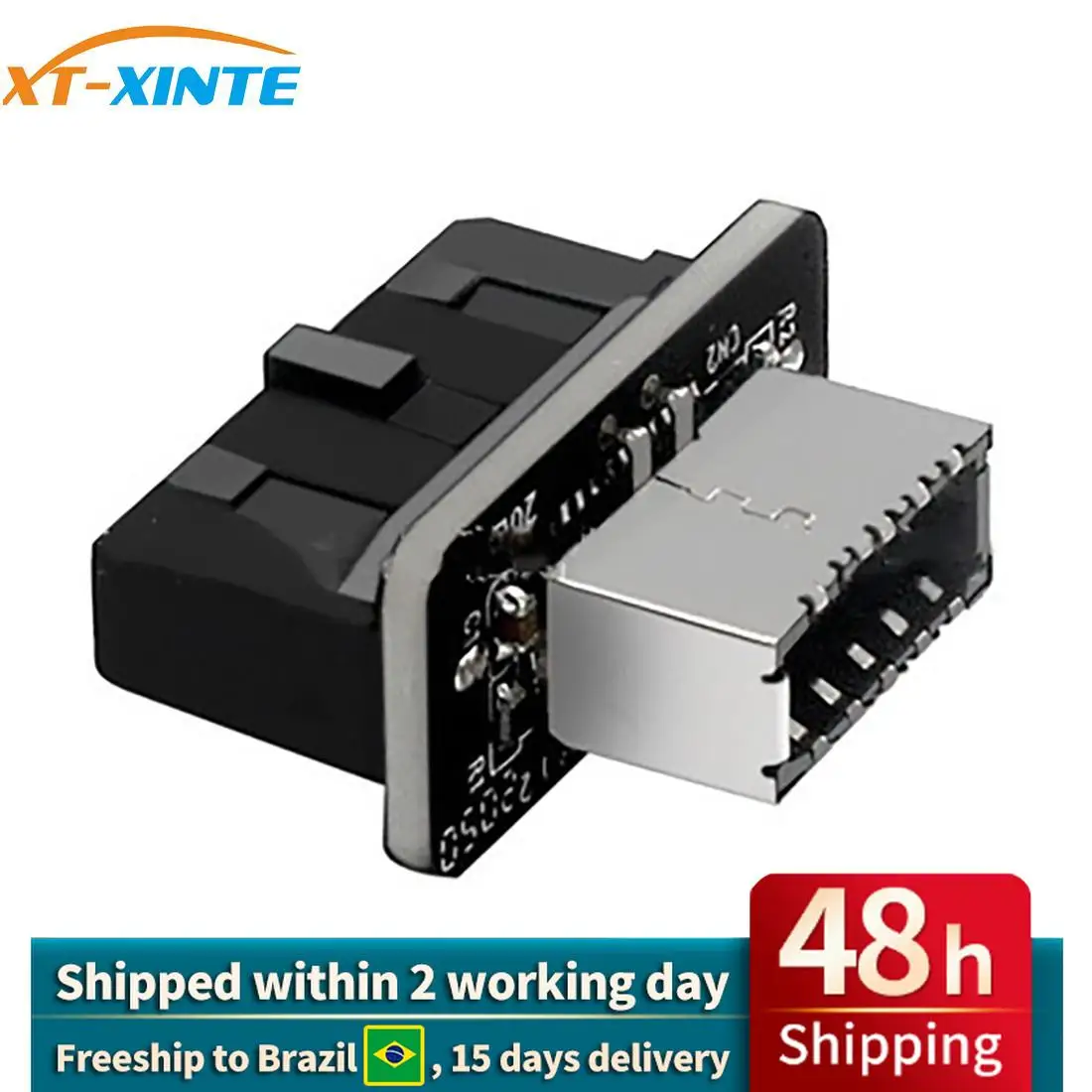 

20pin to 19pin Converter USB 3.0 Internal Header to USB 3.1/3.2 Type C Front Type E Adapter for PC Motherboard Connector Riser