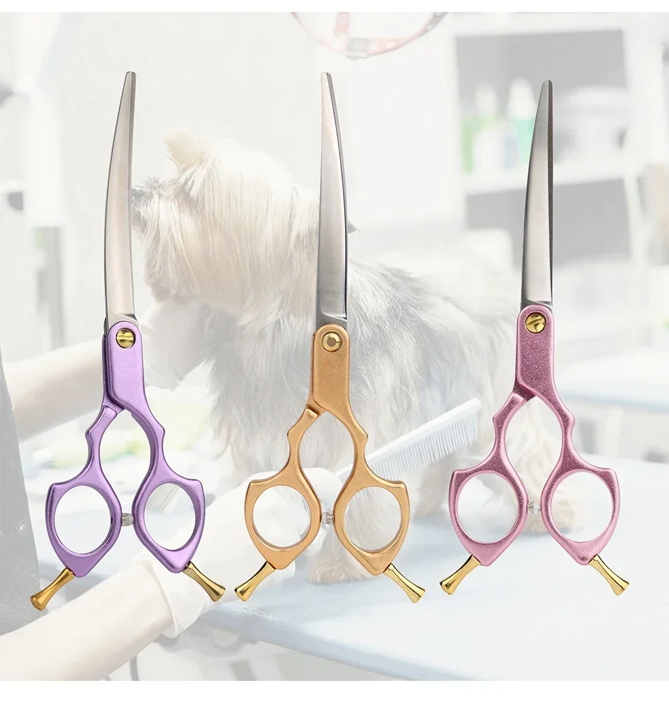 6 5 &quotИзогнутые Ножницы для груминга собак 440C уход за домашними животными из