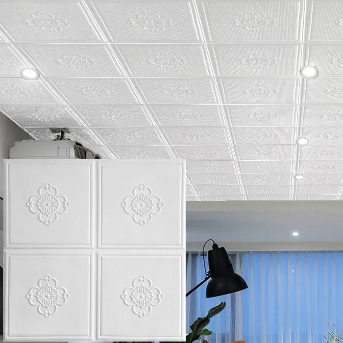 

10pcs Roof Decoration Wallpaper 3d Solid Ceiling Wall Stickers Living Room Bedroom Self-adhesive Waterproof Roof Wall Sticker