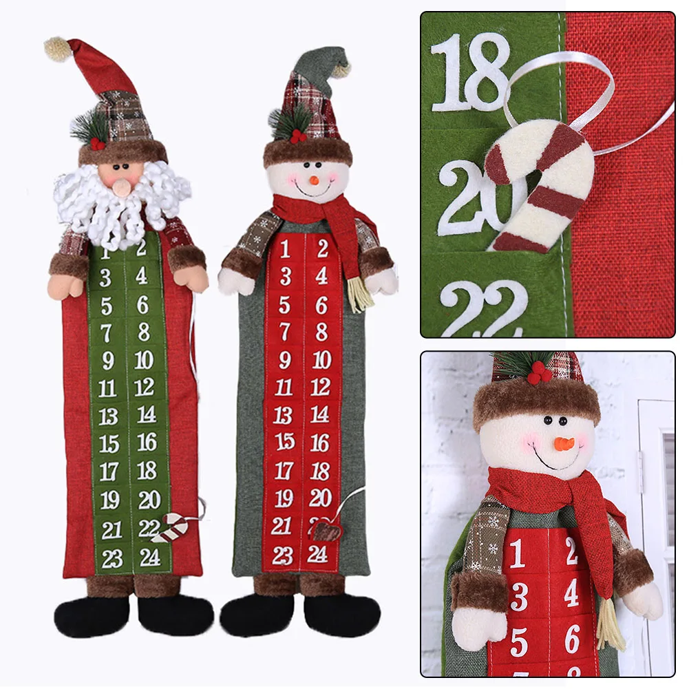 Рождественский адвент-календарь 2024 Санта-Клаус снеговик подвесной обратный