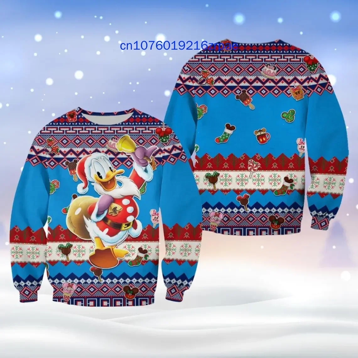 Autumn and Winter New Donald Duck Children's Ugly Christmas Sweater 3D Printed Men's Women's Sweaters Before