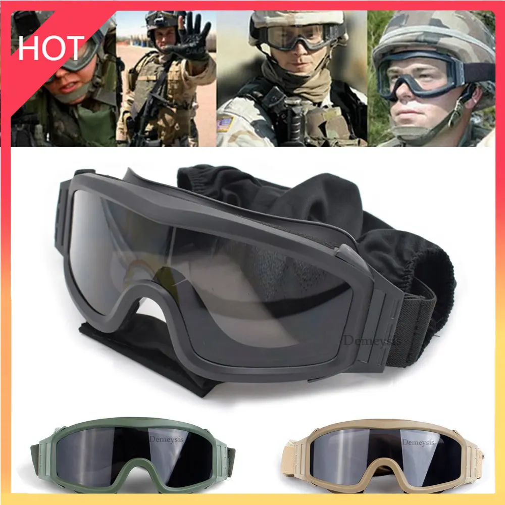 

Tactical Goggles Military Combat Airsoft Paintball Safety Goggles for Outdoor Hunting Shooting Cycling with 3 Lens UV400 Goggles
