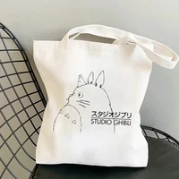 studio ghibli women shopping bag cartoon eco reusable female tote bag college handbag retro large ladies shoulder shopper bag