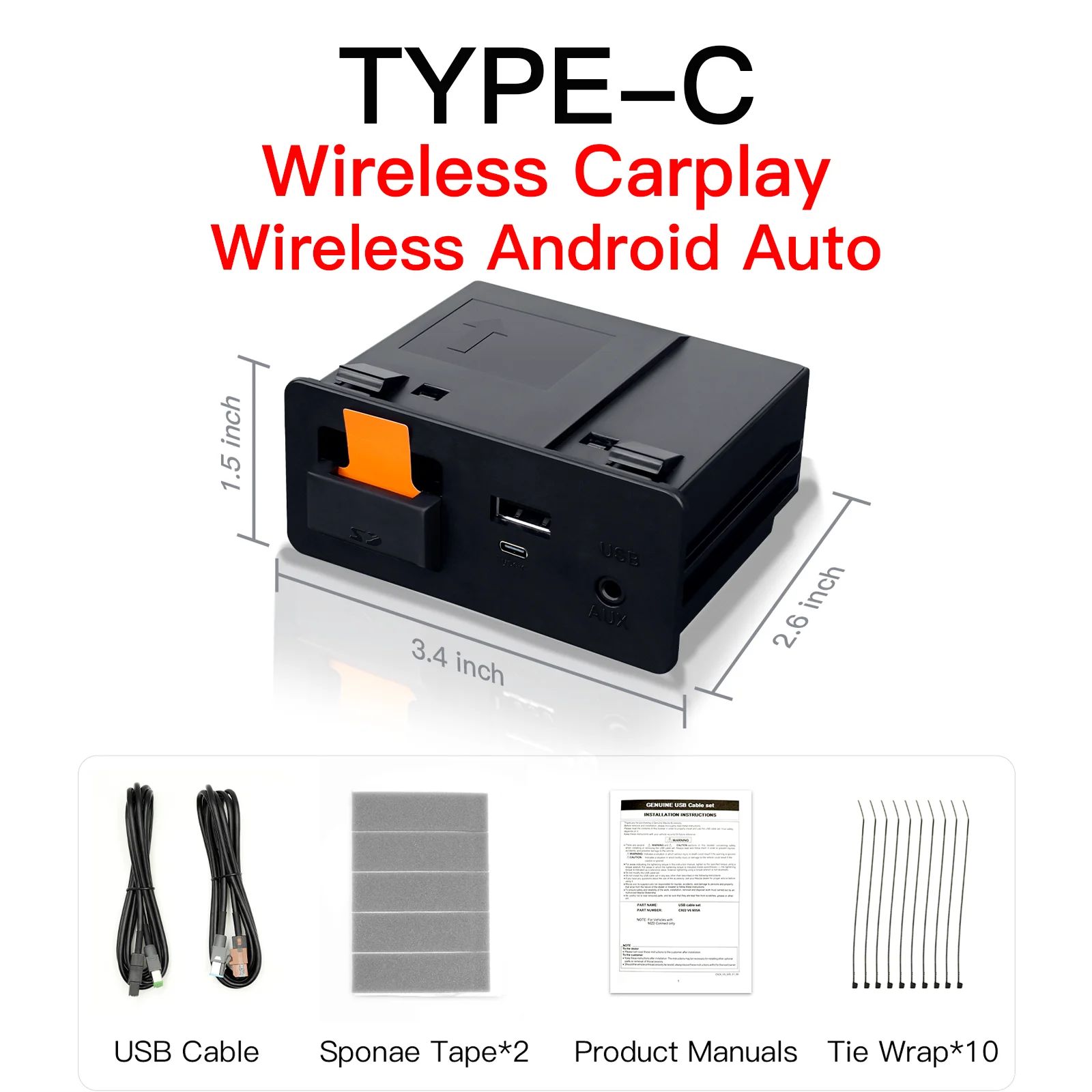 

CARABC TYPE-C проводной CarPlay Android Auto OEM модернизированный USB-концентратор для Mazda 2 3 6 CX3 CX5 CX8 CX9 MX5 Miata Demio TK78669U0C комплект