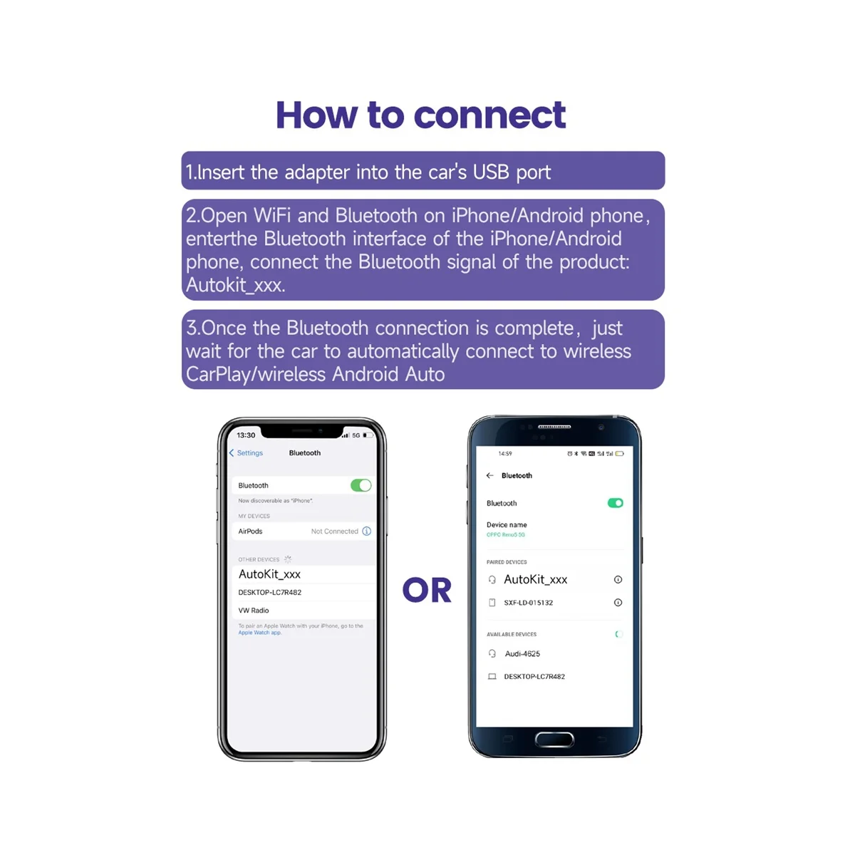 

Беспроводной автомобильный адаптер CarPlay для автомобильного радио, беспроводной Android авто
