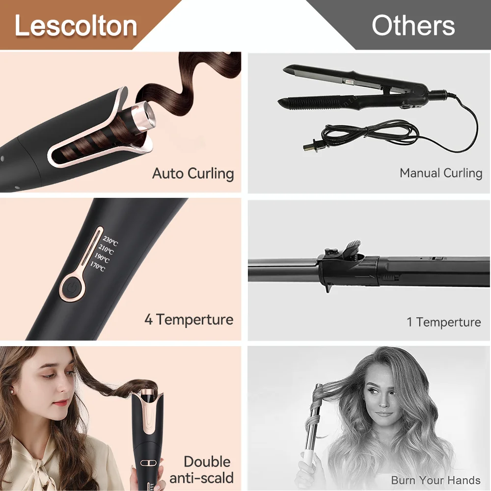 Auto Rotating Ceramic Hair Curler Automatic Curling Iron Styling Tool Wand Air Spin and Curl Waver