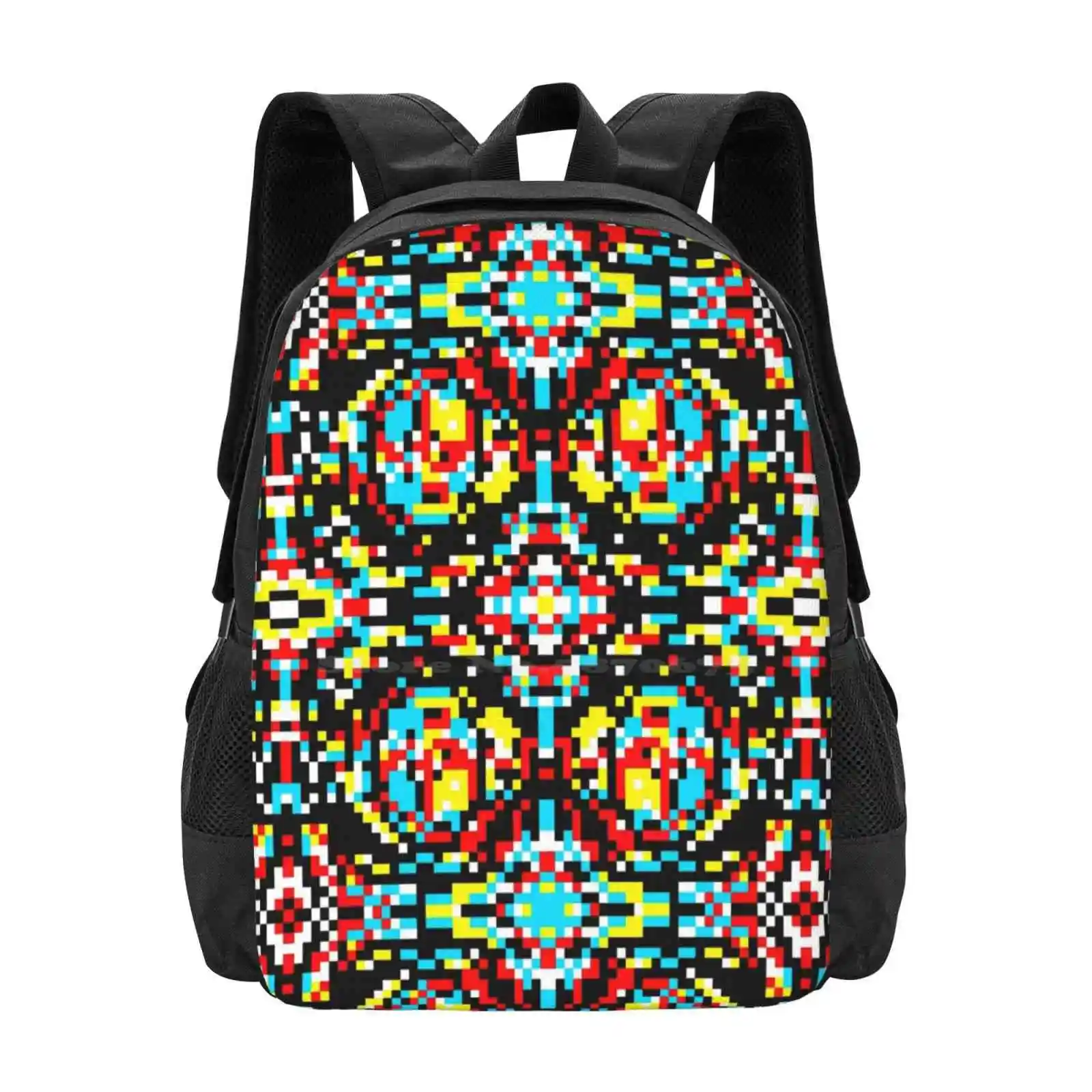 

57800 Hot Sale Backpack Fashion Bags Abstract Color Symmetry Optical Illusion Psychedelic Pixel Art