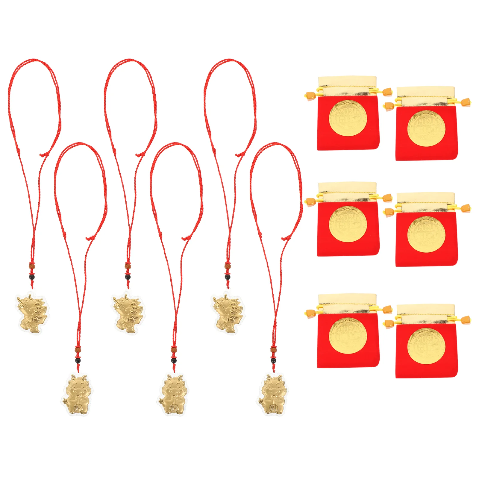 

DIY Necklace Pendants Spring Festival Decor Chinese Dragon Year Ladies Gifts Auspicious Red Rope Hanging Ornament