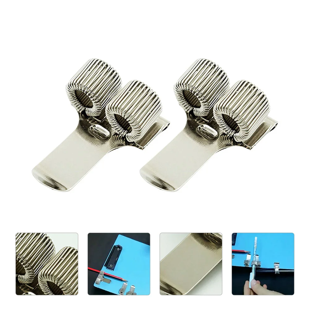 

2pcs Portable Holder Metal Pen Holder Pocket Clip Double Pen Holder