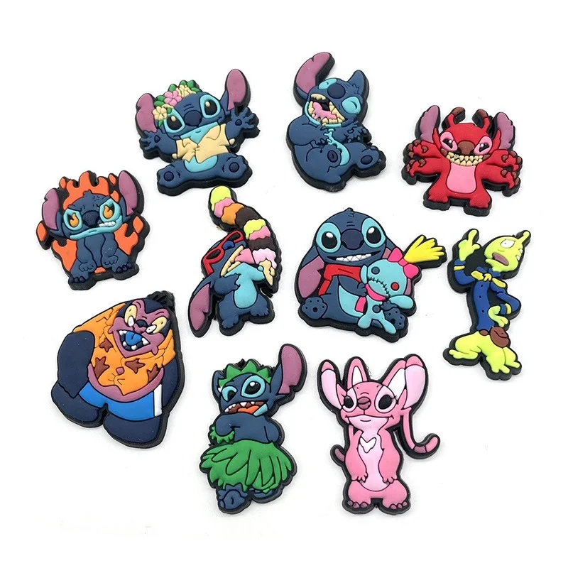 1pcs Cartoon Cute Stitch Crocs Charms PVC Shoe Charms DIY Shoe Aceessories Fit Croc Sandals Buckle Decoration Kids Party Gifts