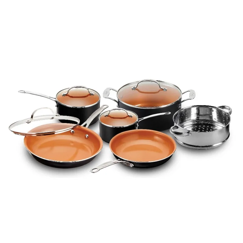 

Gotham Steel 10Pc Pots and Pans Set Nonstick Cookware Set Gray