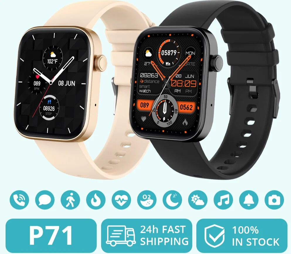 

P71 Voice Calling Smartwatch Men Health Monitoring IP68 Waterproof Smart Notifications Voice Assistant Smart Watch Women