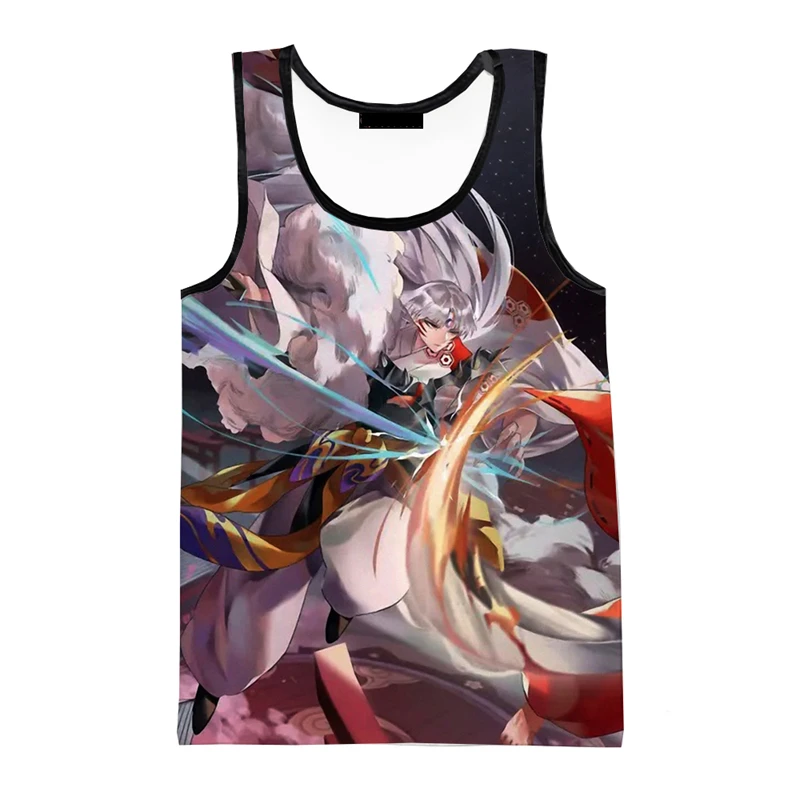 

Summer New Inuyasha 3D Printed Tank Tops Sleeveless Shirts Spring Harajuku Personality Beach Tops Fashion Anime Men Clothing