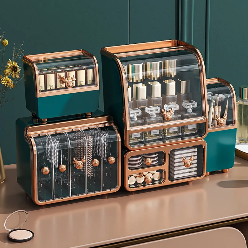 

Practical Simple Atmosphere Transparent Storage Table Top Dresser Finishing Mask Lipstick Makeup Brush Drawer Shelf Dustproof