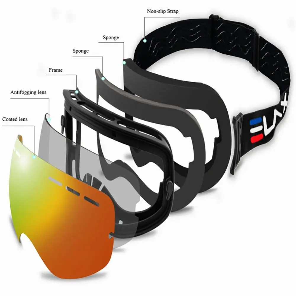 

ELAX 2023 Double Layers Anti-Fog Snowboard Ski Goggles Winter Skiing Google Ski Glasses Eyewear Snowmobile Snow Mask