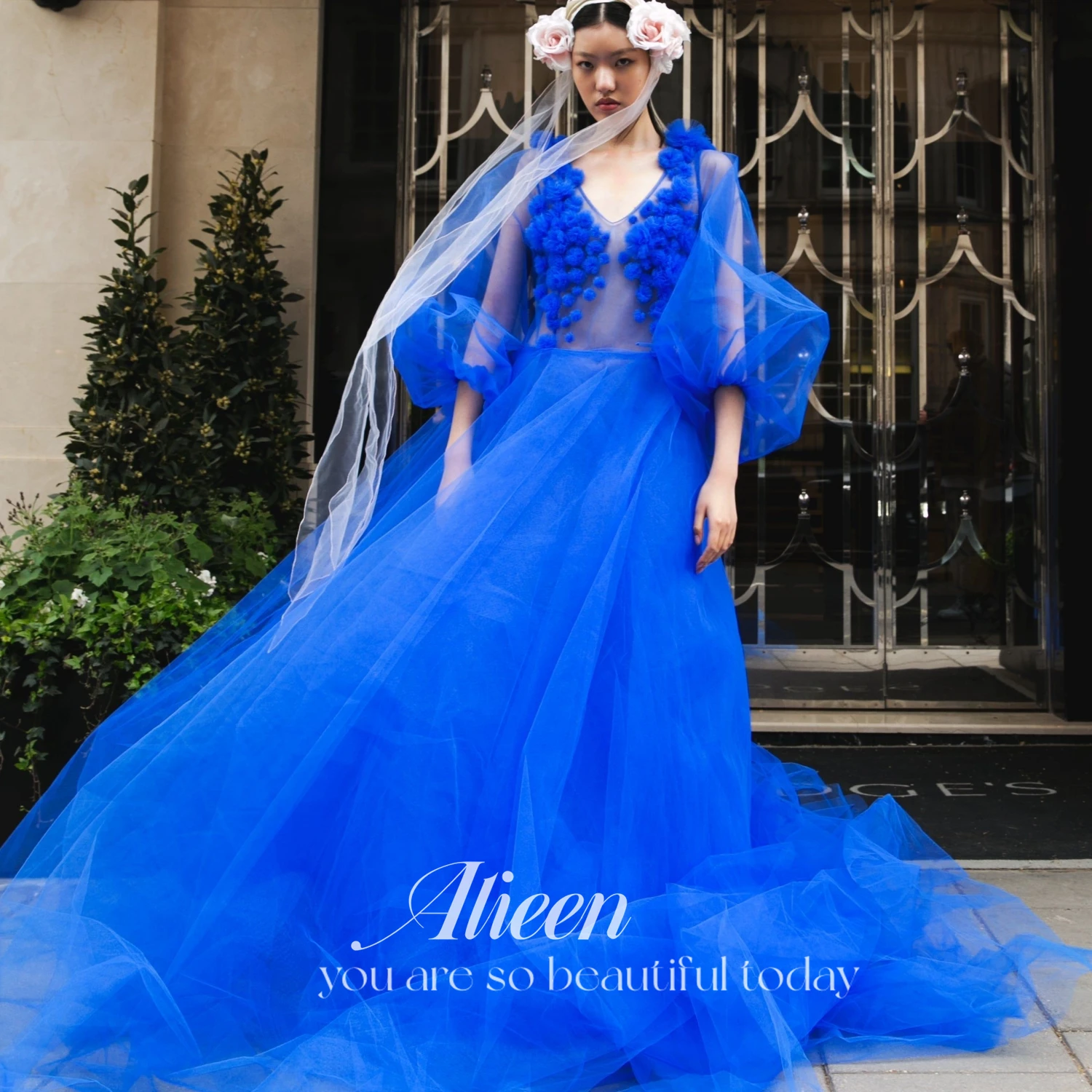 

Aileen Luxurious Women's Evening Dresses Women Dresses for Weddings Elegant V-neck Blue Dress Bridesmaid Dress Woman Ball Gowns
