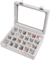 jewelry box velvet jewelry tray for drawers glass clear lid showcase display storage ring trays holder earrings organizer