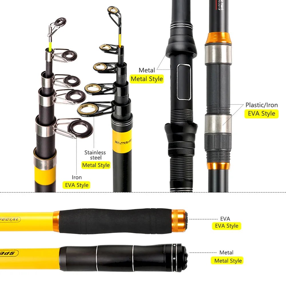 JOSBY FRP  2.1M 2.4M 2.7M 3.0M 3.6M Portable Telescopic Fishing Rod High Performance Sea Fishing Pole pesca Rod