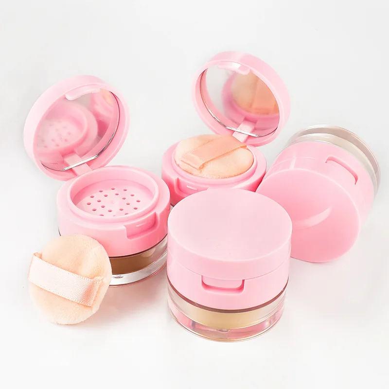 Рассыпчатая пудра с фирменным логотипом розовая коробка Косметика для макияжа