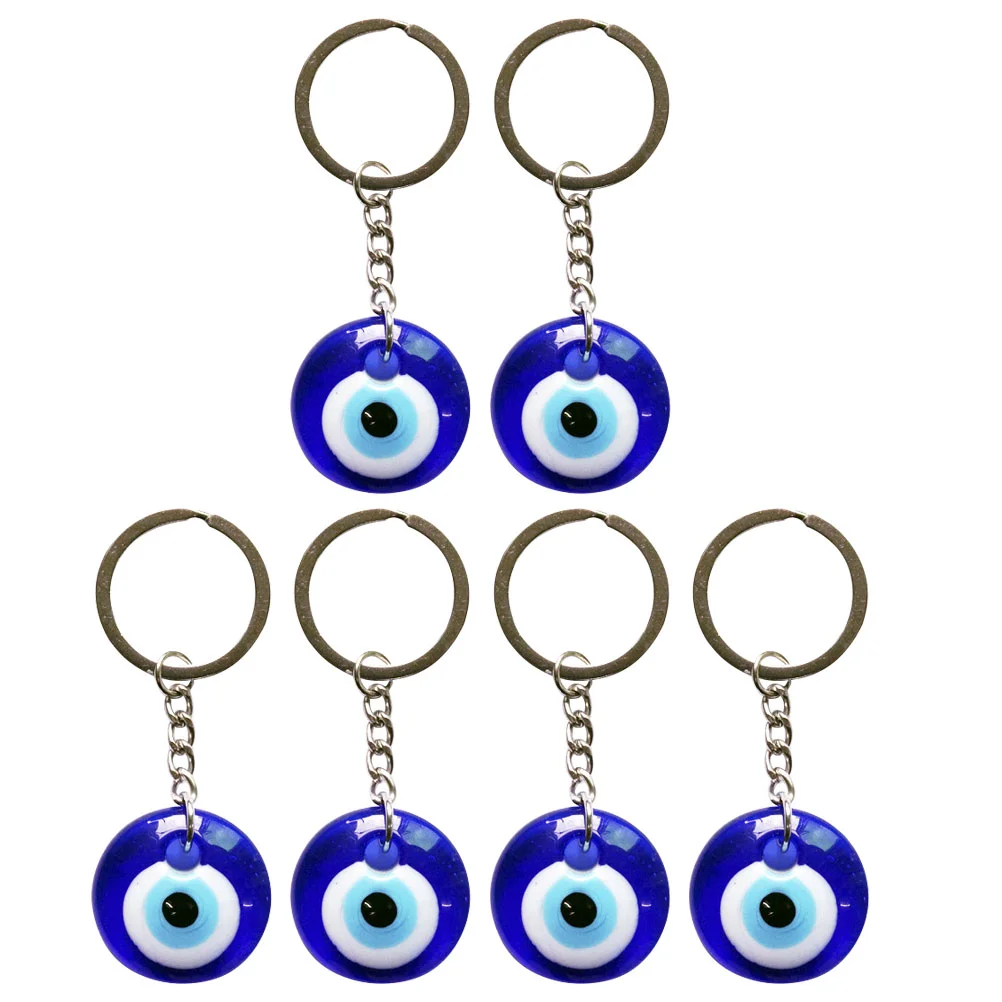 

6 Pcs Metal Keychain Hanging Amulet Fashion Jewelry Women Lucky Charm Blue Purses Women Handbag Charms Decorations Eye