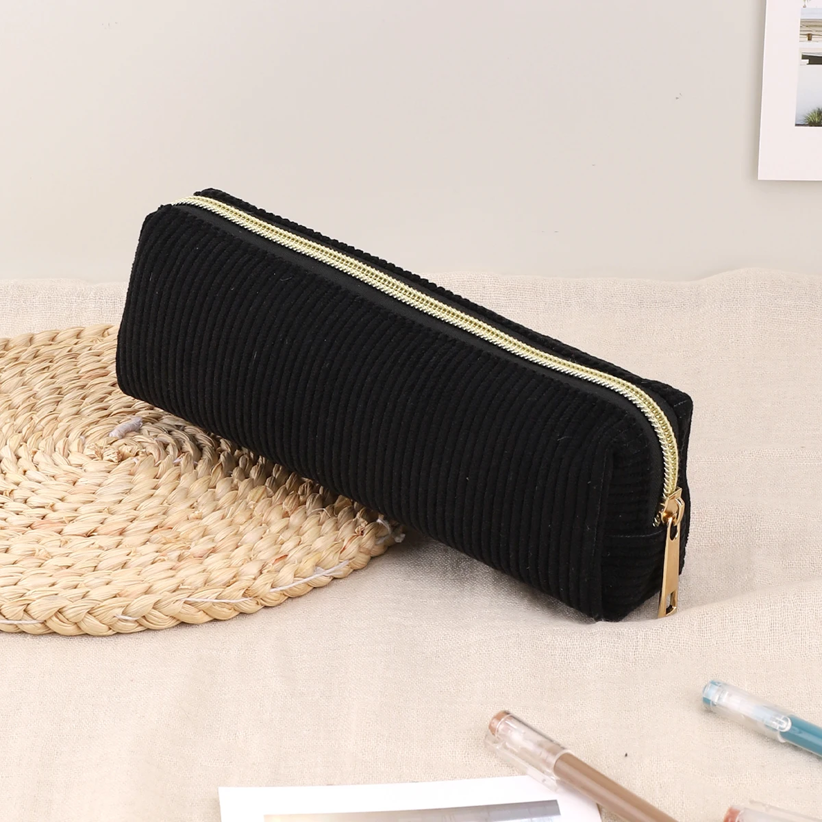 

Сплошной цветной пенал Estuche Escolar, пеналы Trousse, вельветовый пенал, канцелярские принадлежности, простые школьные принадлежности, пенал