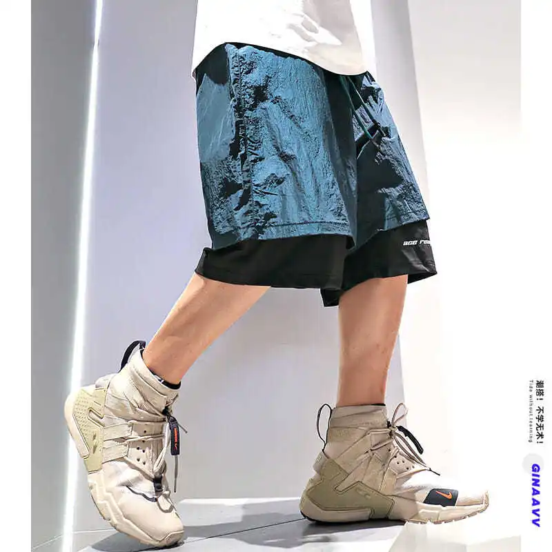 

New Fashion Trend Brand Men's Beach Shorts Waterproof Quick-drying Loose Hip-hop Wide-leg Casual Sweatpants basketball pants