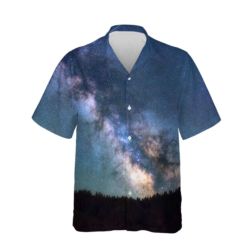 Jumeast New 3D Color Printing Summer Men's Universe Decorative Shirts Fashion Short Sleeves Casual Shirts Streetwear Clothing