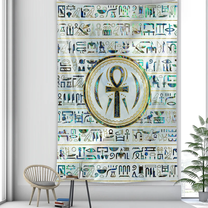 

Mysterious Symbol Tapestries Wall Hanging Ancient Egyptian Tapestry Cloth Home The Ankh Pharaoh Old Culture Vintage Wall Decor
