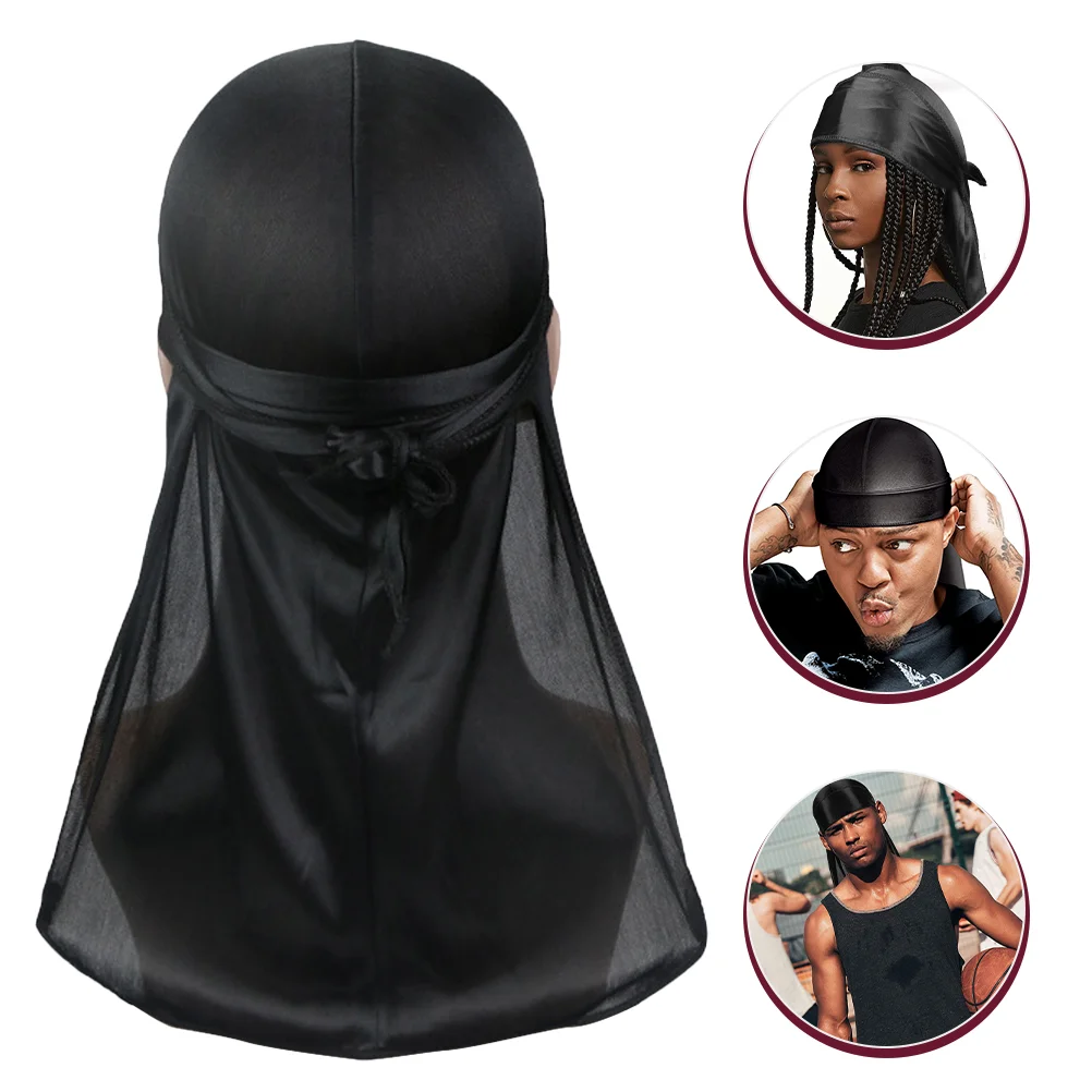 Шелковый тюрбан с длинным хвостом эластичные атласные банданы Durag Durags для мужчин