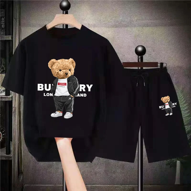 Summer Quality Limited Korean Bear T-Shirts Shorts Sets Mens Tees Suits Luxury Sports 2 Piece Outfit Streetwear Tracksuit