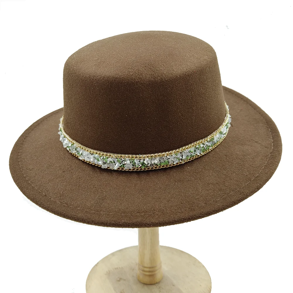 

Fedora Jazz Cap Women And Men Hat Bright Diamond Accessories Autumn Church Panama Hat Wide brim fedoras Hat Colorful New product