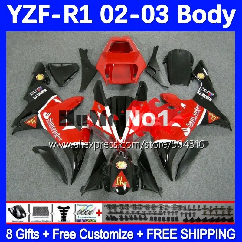 

OEM glossy red Bodys For YAMAHA YZF 1000 CC R1 R 1 YZF-R1 YZFR1 02 03 162MC.37 YZF1000 1000CC 02-03 YZF-1000 2002 2003 Fairing