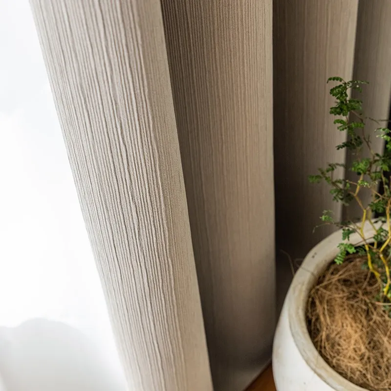 

Milk Coffee Color Curtain Milk Tea Color Light Luxury Bedroom Nordic Modern Living Room Study Bay Window Partition Curtain lxj