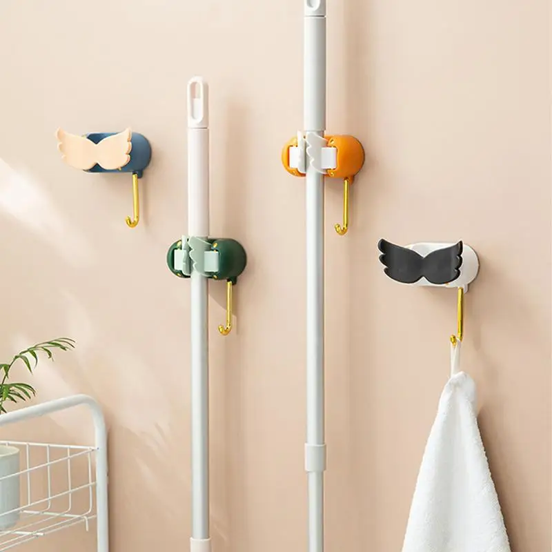 

Broom Hanger Wall Mounted Broom Holder Punch Free Reusable Broom Gripper Storage Racks For Garden Kitchen Bathroom