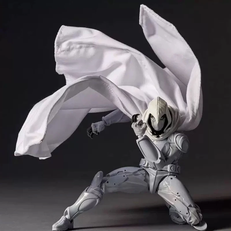 Фото Удивительная фигурка Yamaguchi Moon Knight, ПВХ, подвижная, коллекционная, Revoltech, Мстители, Марк Спектор, фигурка, модель игрушки 16 см №5