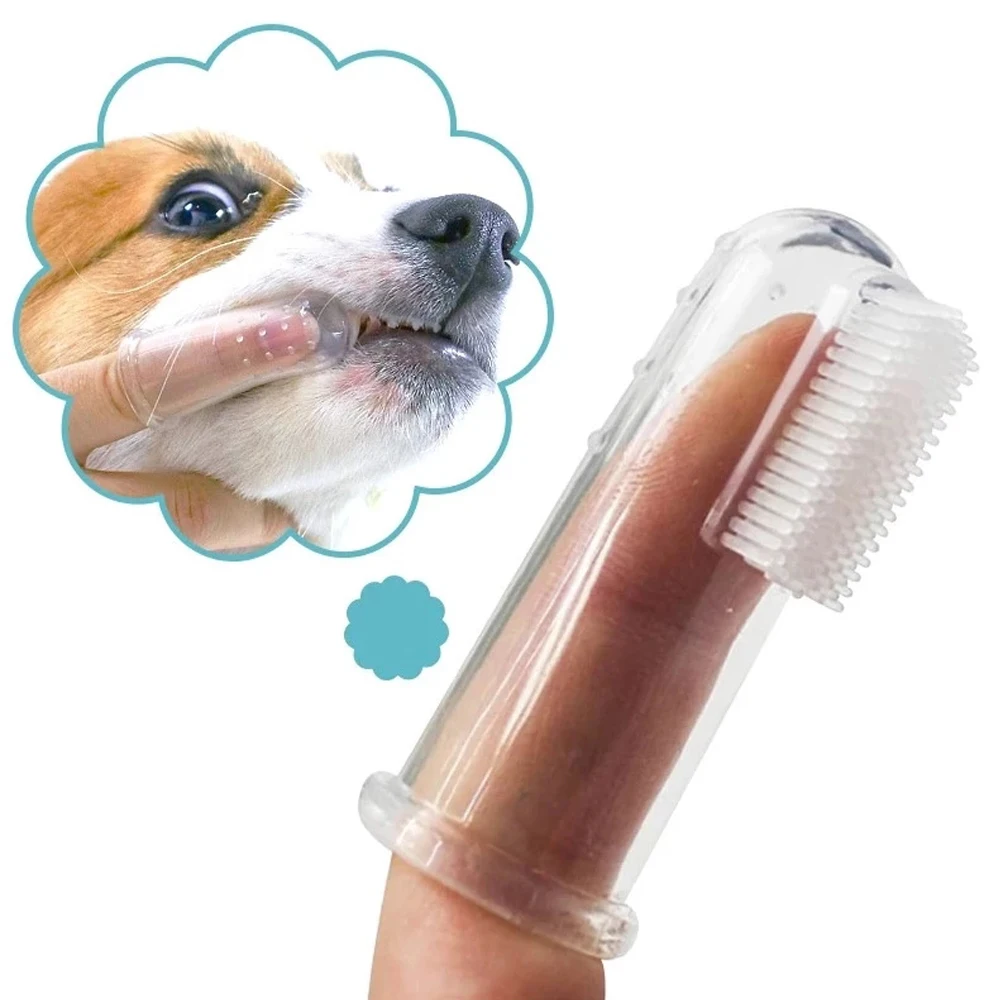 

Pet Silicone Finger Cots Toothbrush Cats Dogs Brushing Finger Cots Pet Teeth Oral Cleaning Product Bad Breath Finger Brush Clean