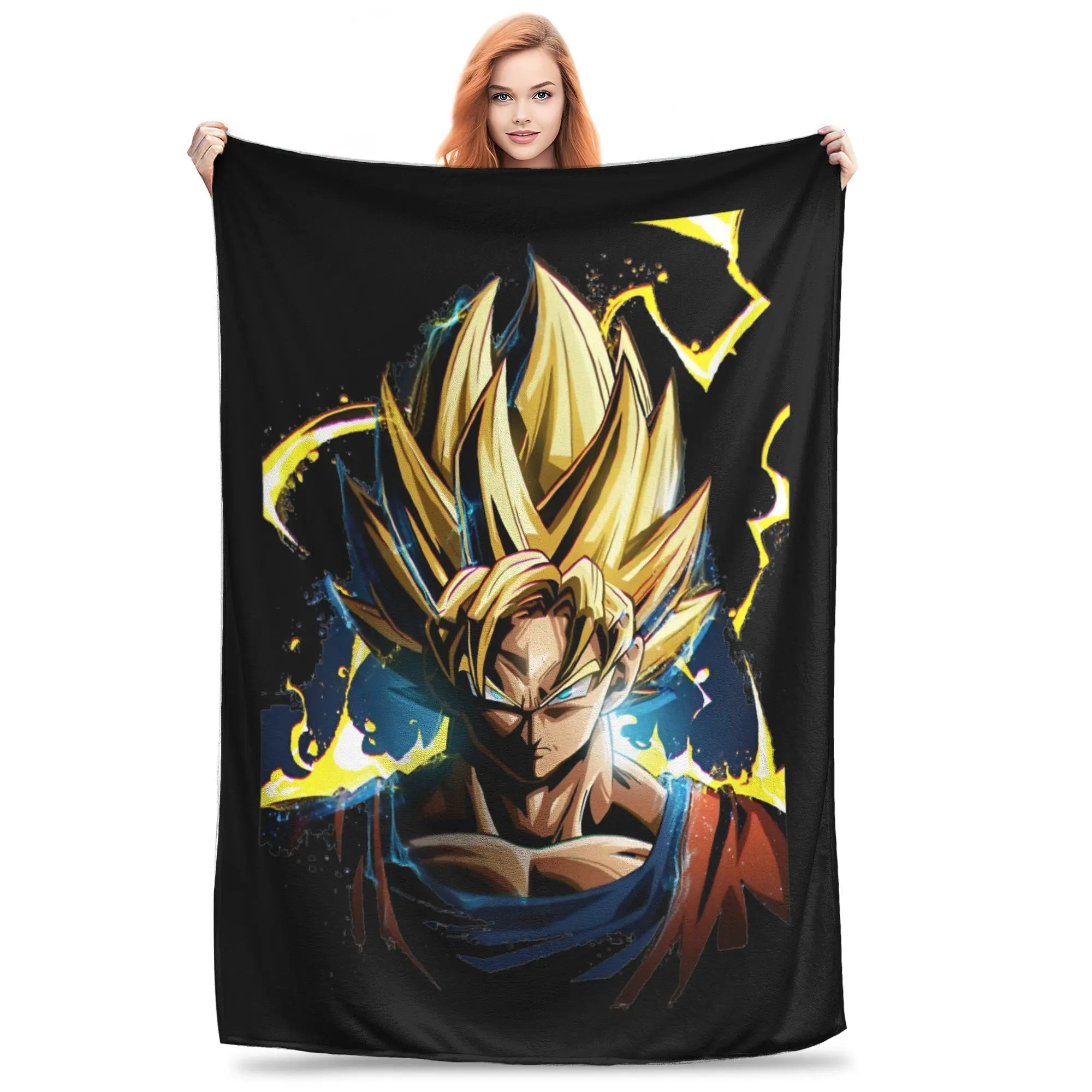 Одеяло Goku Dragon Ball Z Manga Super Siyan с героями мультфильмов плюшевое чудовое мягкое