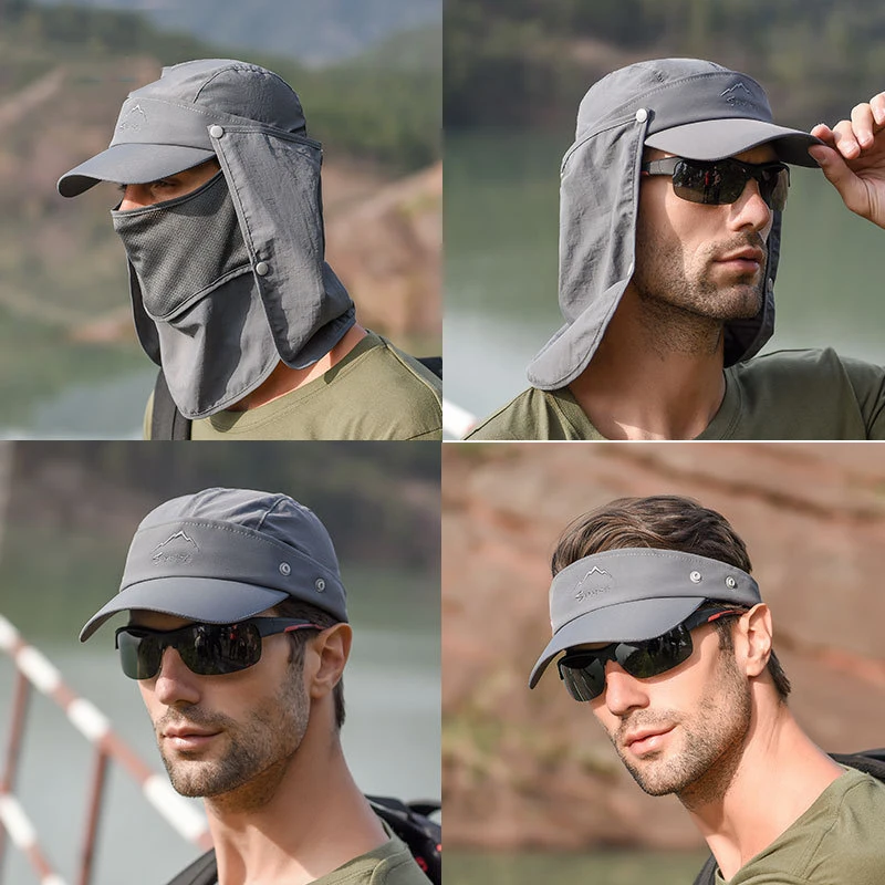 

Quick- Sun Protection UV Fisherman Hat Foldable Windproof Sun Visor Hat for Fishing Camping Hiking