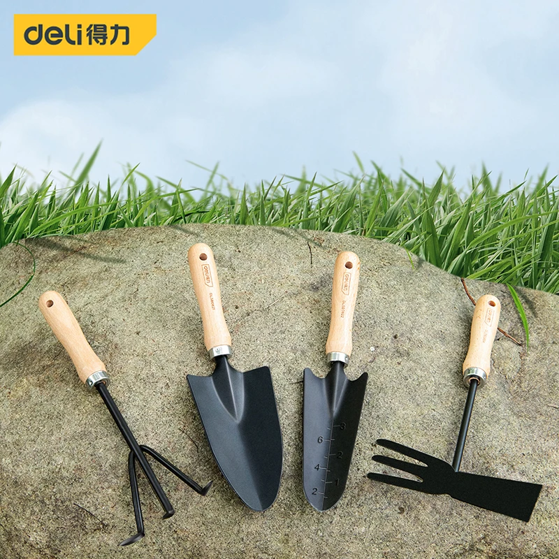 

Deli Wooden Handle Spade/Shovel/hoe/rake Sets for Loose Soil Planting Flower Potted Multifunctional Gardening Hand Tools Sets