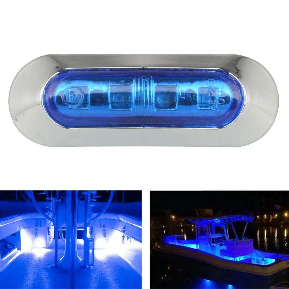 

4xMarine Boat LED Courtesy Lights Cabin Deck Walkway Stair Light Blue LED Tail Lamp Yacht Accessories Boat Transom LED Stern Lig