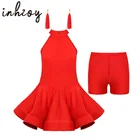 Детские костюмы для латиноамериканских танцев, Бальные Танцевальные костюмы для девочек, одежда для русбы, сальсы, Танго, сценических представлений, танцевальная одежда