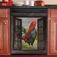 farmhouse decorative magnet dishwasher cover rooster hen stickercountry chicken fridge magnetic door decalfarm rooster refrige