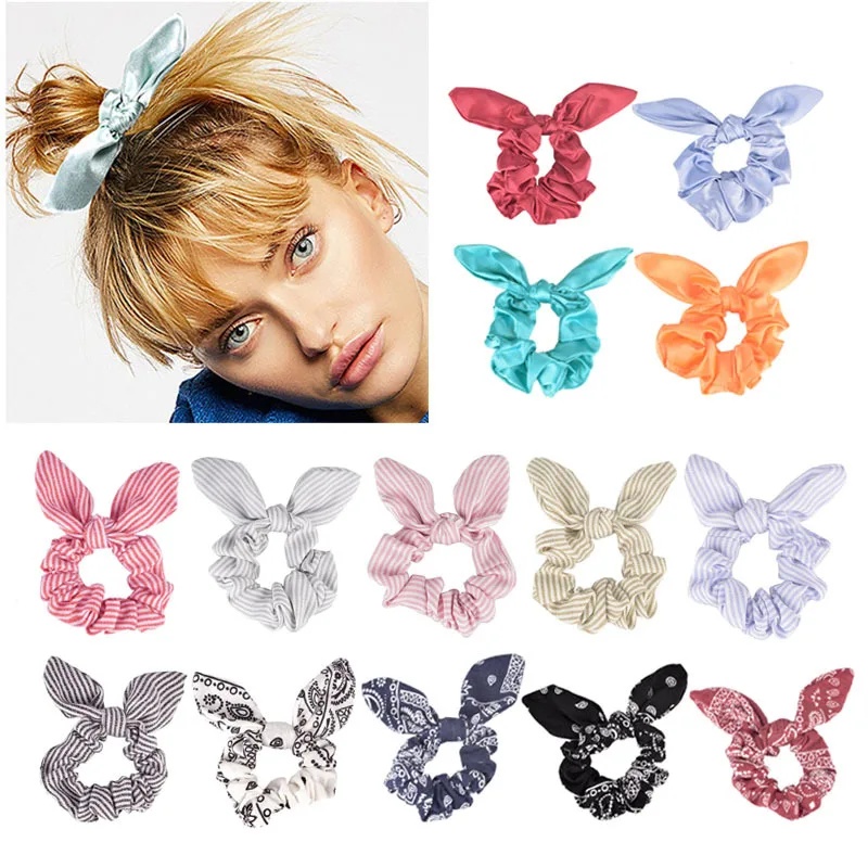 

New Chiffon Bowknot Silk Hair Scrunchies Women Solid Ponytail Hair Ties Hair Rope Rubber Bands Headwear Hair Accessories