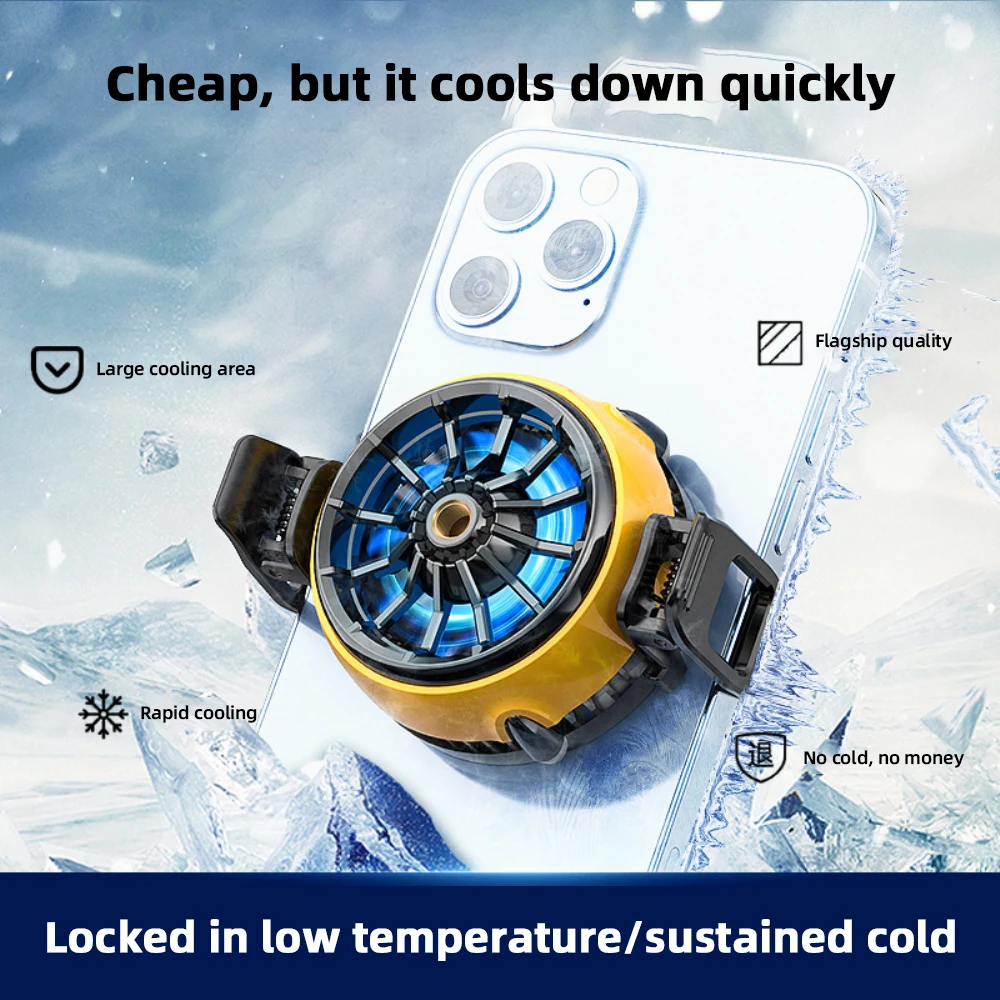 

Phone Cooling Artifact Fan Speed 3700rpm Designed Aesthetically Be Current Mute Stable Clamping Game Cooler Radiator 66g Type-c