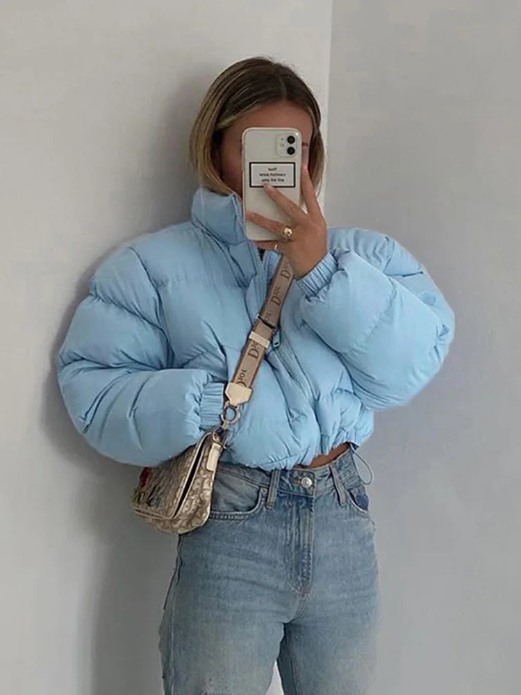 

Winter Soild Short Warmth Zipper Coat For Women Clothes Office Lady Pockets Parkas Fashion Streetwear Long Sleeve Silm Fit Mujer
